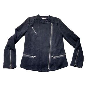 Gap Women’s True Black Moto Jacket Full Zip Biker Coat Size XS Fall 2012